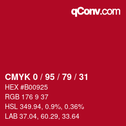 Código de color: CMYK 0 / 95 / 79 / 31 | qconv.com
