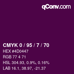 カラーコード: CMYK 0 / 95 / 7 / 70 | qconv.com