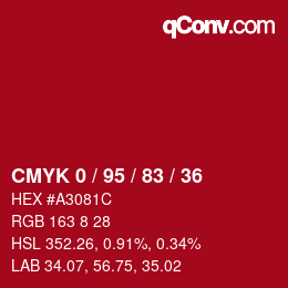 Color code: CMYK 0 / 95 / 83 / 36 | qconv.com