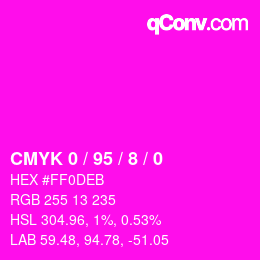 カラーコード: CMYK 0 / 95 / 8 / 0 | qconv.com