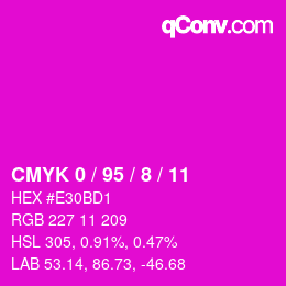 カラーコード: CMYK 0 / 95 / 8 / 11 | qconv.com