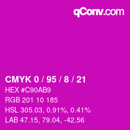 カラーコード: CMYK 0 / 95 / 8 / 21 | qconv.com