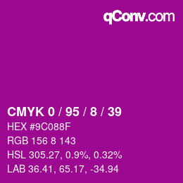 Color code: CMYK 0 / 95 / 8 / 39 | qconv.com