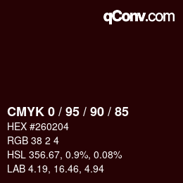 颜色代码: CMYK 0 / 95 / 90 / 85 | qconv.com
