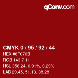 Color code: CMYK 0 / 95 / 92 / 44 | qconv.com