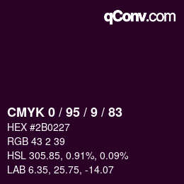 Color code: CMYK 0 / 95 / 9 / 83 | qconv.com