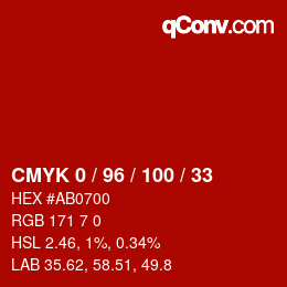 Color code: CMYK 0 / 96 / 100 / 33 | qconv.com