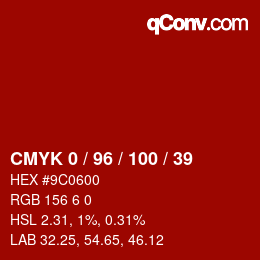 Color code: CMYK 0 / 96 / 100 / 39 | qconv.com