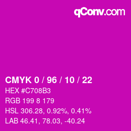 カラーコード: CMYK 0 / 96 / 10 / 22 | qconv.com