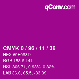 颜色代码: CMYK 0 / 96 / 11 / 38 | qconv.com