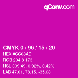 Color code: CMYK 0 / 96 / 15 / 20 | qconv.com