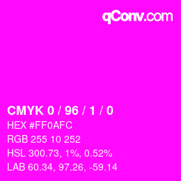 カラーコード: CMYK 0 / 96 / 1 / 0 | qconv.com
