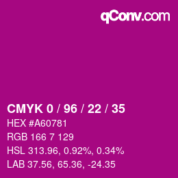 颜色代码: CMYK 0 / 96 / 22 / 35 | qconv.com