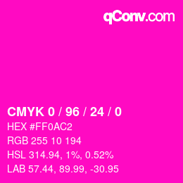 カラーコード: CMYK 0 / 96 / 24 / 0 | qconv.com