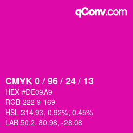 カラーコード: CMYK 0 / 96 / 24 / 13 | qconv.com