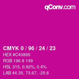 颜色代码: CMYK 0 / 96 / 24 / 23 | qconv.com