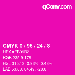 カラーコード: CMYK 0 / 96 / 24 / 8 | qconv.com