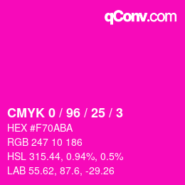 カラーコード: CMYK 0 / 96 / 25 / 3 | qconv.com
