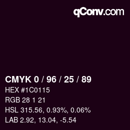 Color code: CMYK 0 / 96 / 25 / 89 | qconv.com