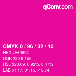 カラーコード: CMYK 0 / 96 / 32 / 10 | qconv.com