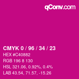 カラーコード: CMYK 0 / 96 / 34 / 23 | qconv.com