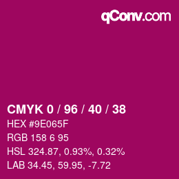颜色代码: CMYK 0 / 96 / 40 / 38 | qconv.com