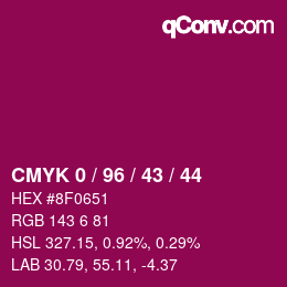 颜色代码: CMYK 0 / 96 / 43 / 44 | qconv.com