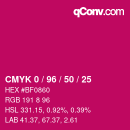 颜色代码: CMYK 0 / 96 / 50 / 25 | qconv.com