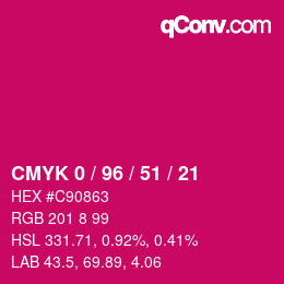 カラーコード: CMYK 0 / 96 / 51 / 21 | qconv.com
