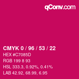 Farbcode: CMYK 0 / 96 / 53 / 22 | qconv.com