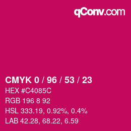 颜色代码: CMYK 0 / 96 / 53 / 23 | qconv.com