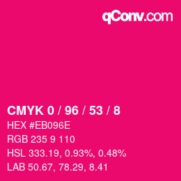颜色代码: CMYK 0 / 96 / 53 / 8 | qconv.com