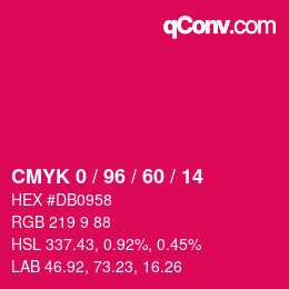颜色代码: CMYK 0 / 96 / 60 / 14 | qconv.com
