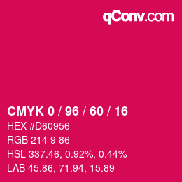 カラーコード: CMYK 0 / 96 / 60 / 16 | qconv.com