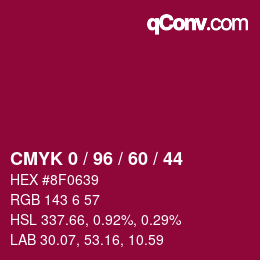 颜色代码: CMYK 0 / 96 / 60 / 44 | qconv.com