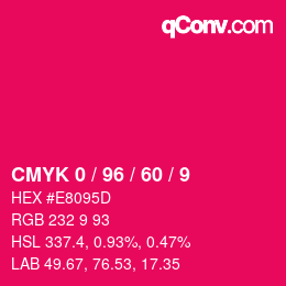 カラーコード: CMYK 0 / 96 / 60 / 9 | qconv.com