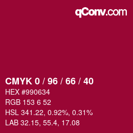颜色代码: CMYK 0 / 96 / 66 / 40 | qconv.com