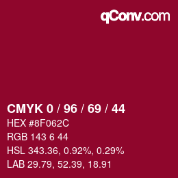 颜色代码: CMYK 0 / 96 / 69 / 44 | qconv.com
