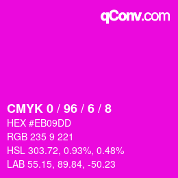 颜色代码: CMYK 0 / 96 / 6 / 8 | qconv.com