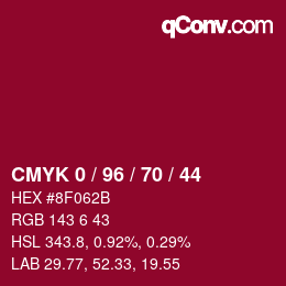颜色代码: CMYK 0 / 96 / 70 / 44 | qconv.com