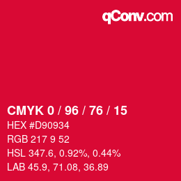 Color code: CMYK 0 / 96 / 76 / 15 | qconv.com