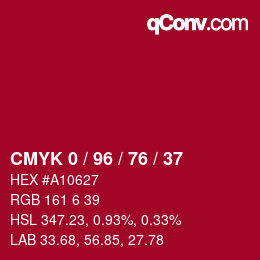 颜色代码: CMYK 0 / 96 / 76 / 37 | qconv.com
