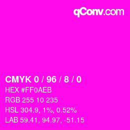 カラーコード: CMYK 0 / 96 / 8 / 0 | qconv.com