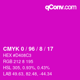 颜色代码: CMYK 0 / 96 / 8 / 17 | qconv.com