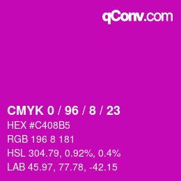 Color code: CMYK 0 / 96 / 8 / 23 | qconv.com