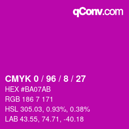 カラーコード: CMYK 0 / 96 / 8 / 27 | qconv.com