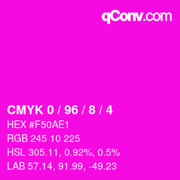 Farbcode: CMYK 0 / 96 / 8 / 4 | qconv.com