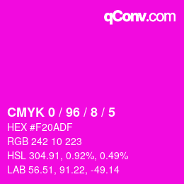 颜色代码: CMYK 0 / 96 / 8 / 5 | qconv.com