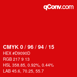 Color code: CMYK 0 / 96 / 94 / 15 | qconv.com