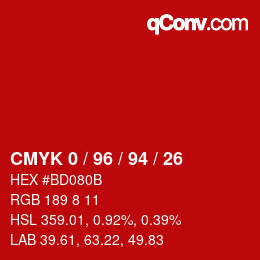Color code: CMYK 0 / 96 / 94 / 26 | qconv.com